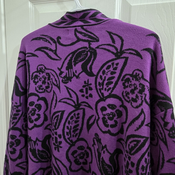 Nanette Lepore Purple Open Cardigan Floral Comfy Soft Cardigan Size XL - Picture 5 of 9